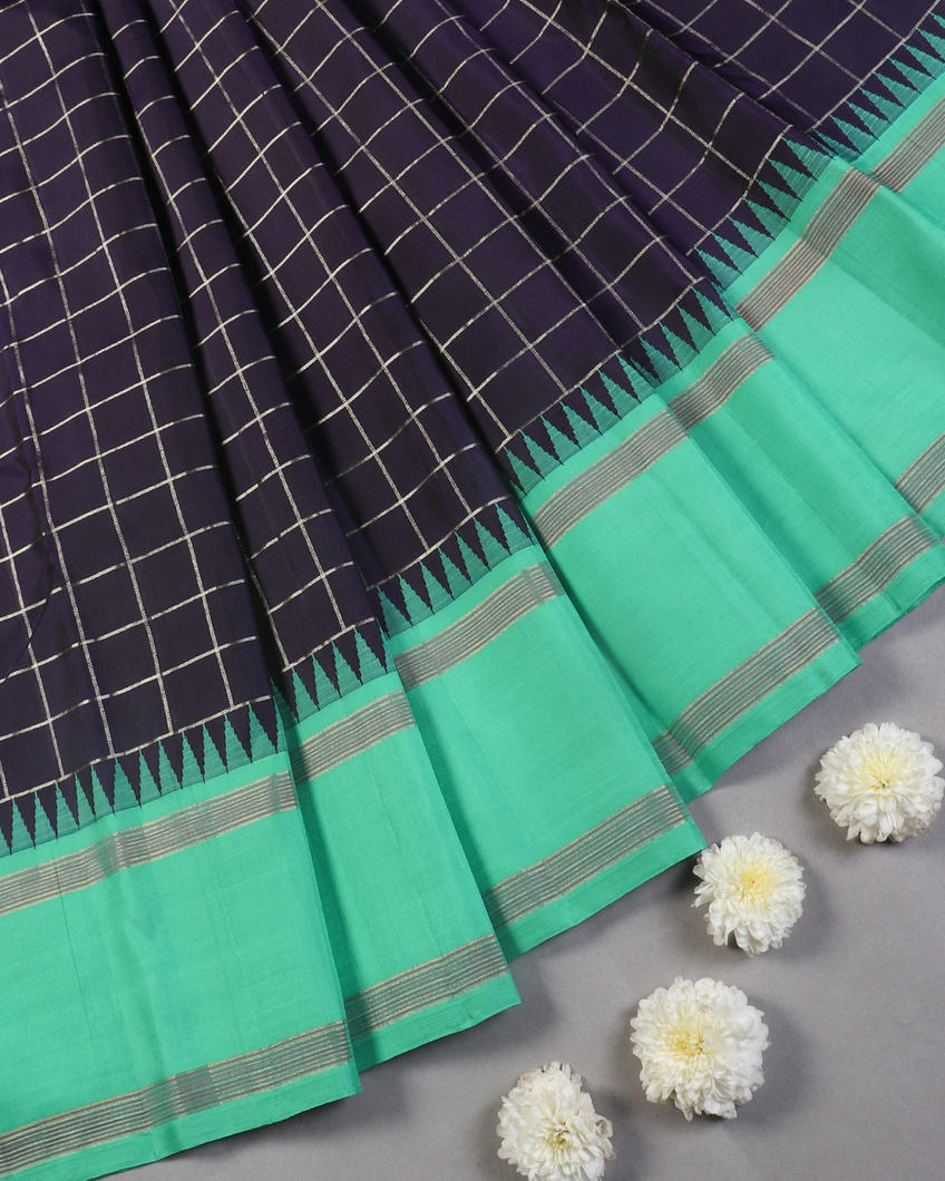 Blue Handwoven Kanjivaram Silk Saree T4376132