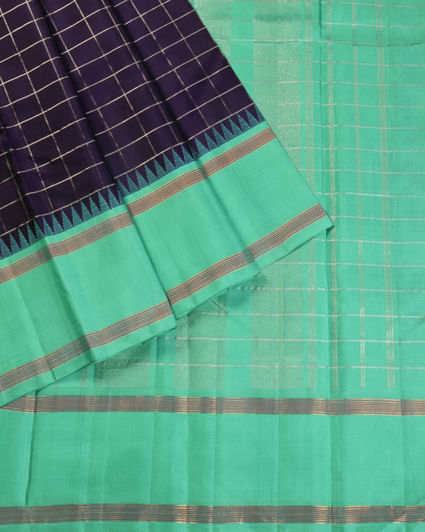 Blue Handwoven Kanjivaram Silk Saree T4376134