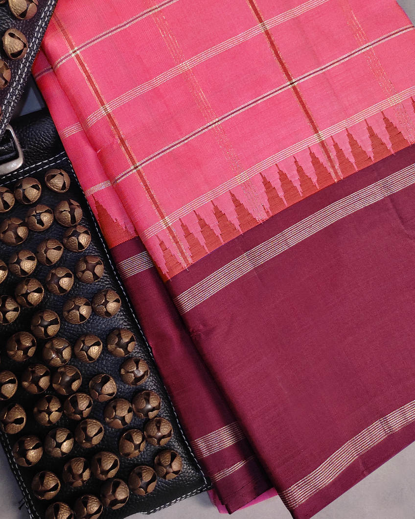 Pink Handwoven Kanjivaram Silk Saree T4385915