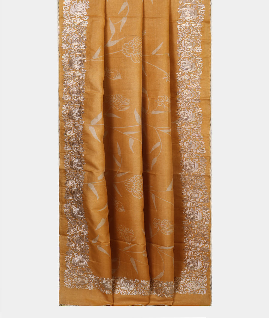 Yellow Tussar Embroidery Saree T3997992