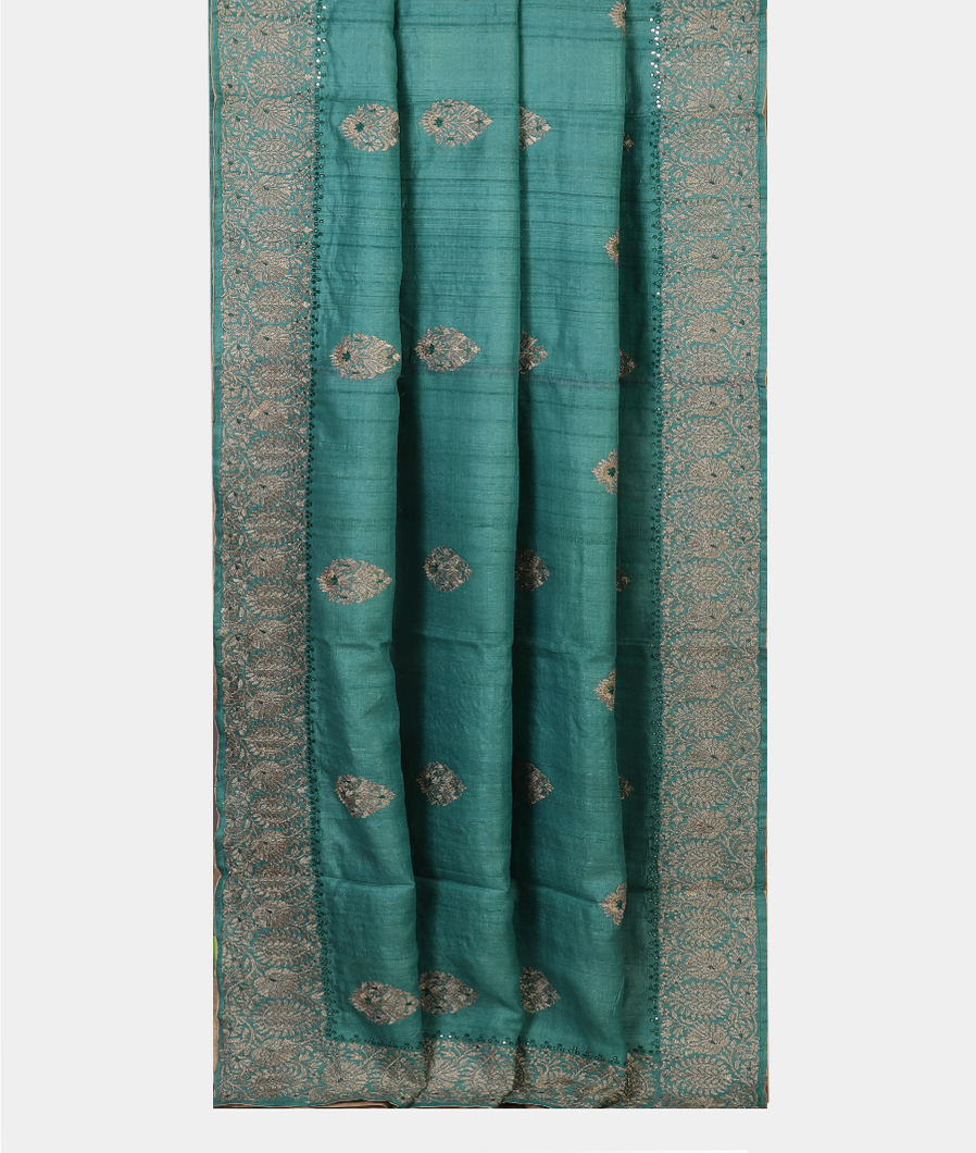 Blue Tussar Embroidery Saree TT3691822