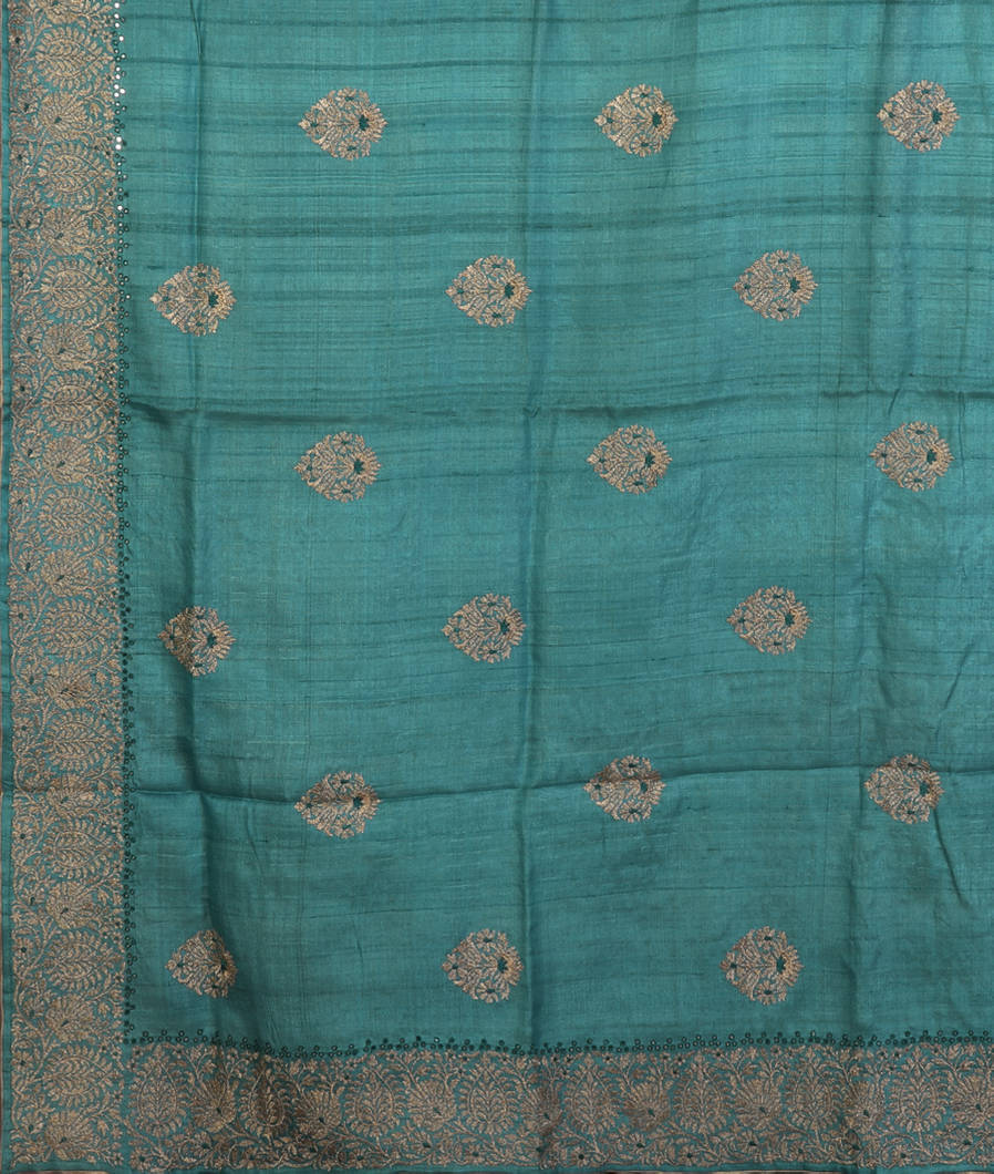 Blue Tussar Embroidery Saree TT3691824
