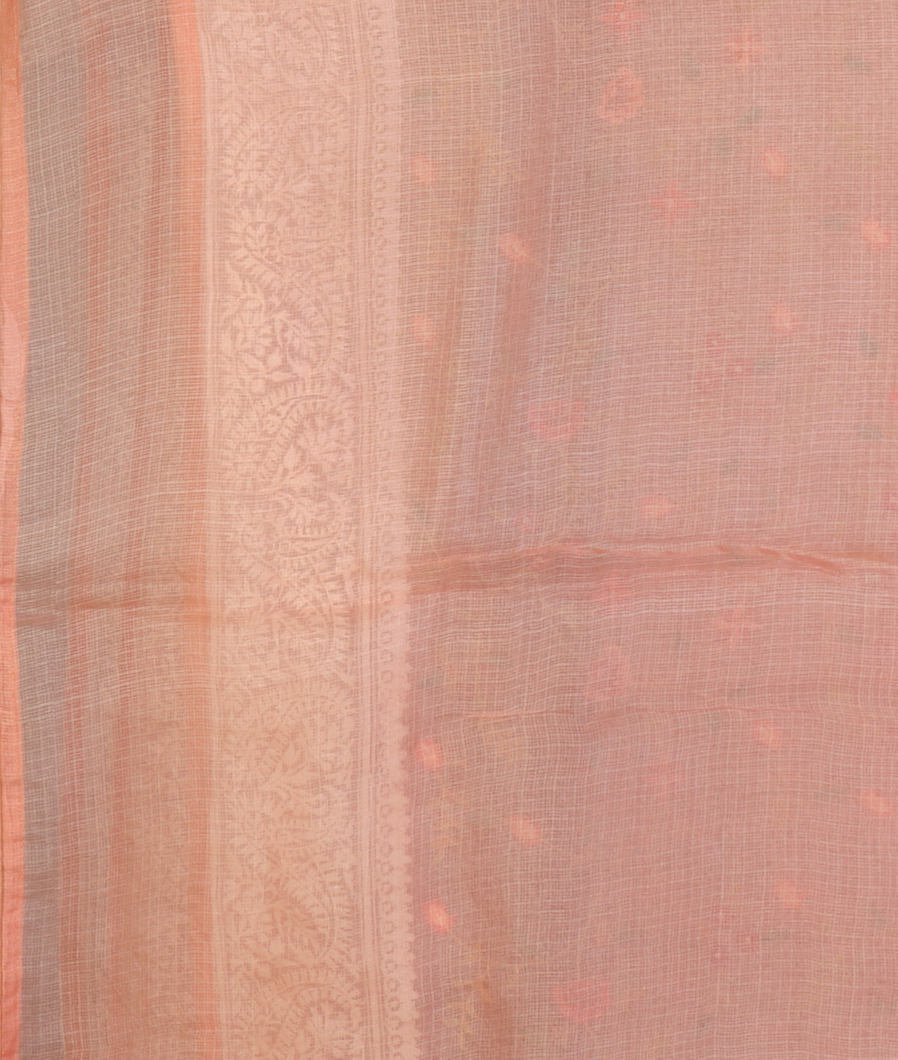 Peach Silk Kota Embroidery Saree T3840403