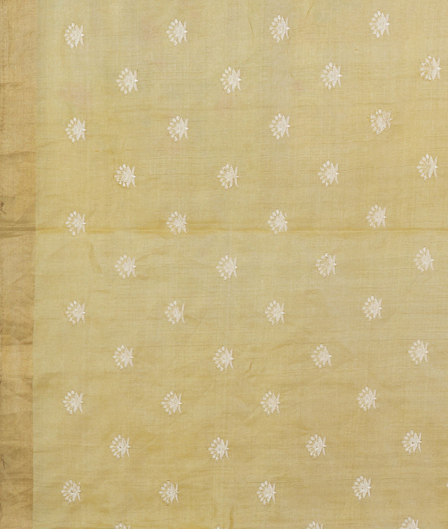 Yellow Tussar Embroidery Saree T4009713