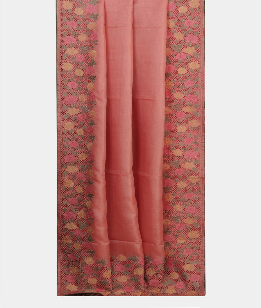 Pink Tussar Cutwork SareeT4145632