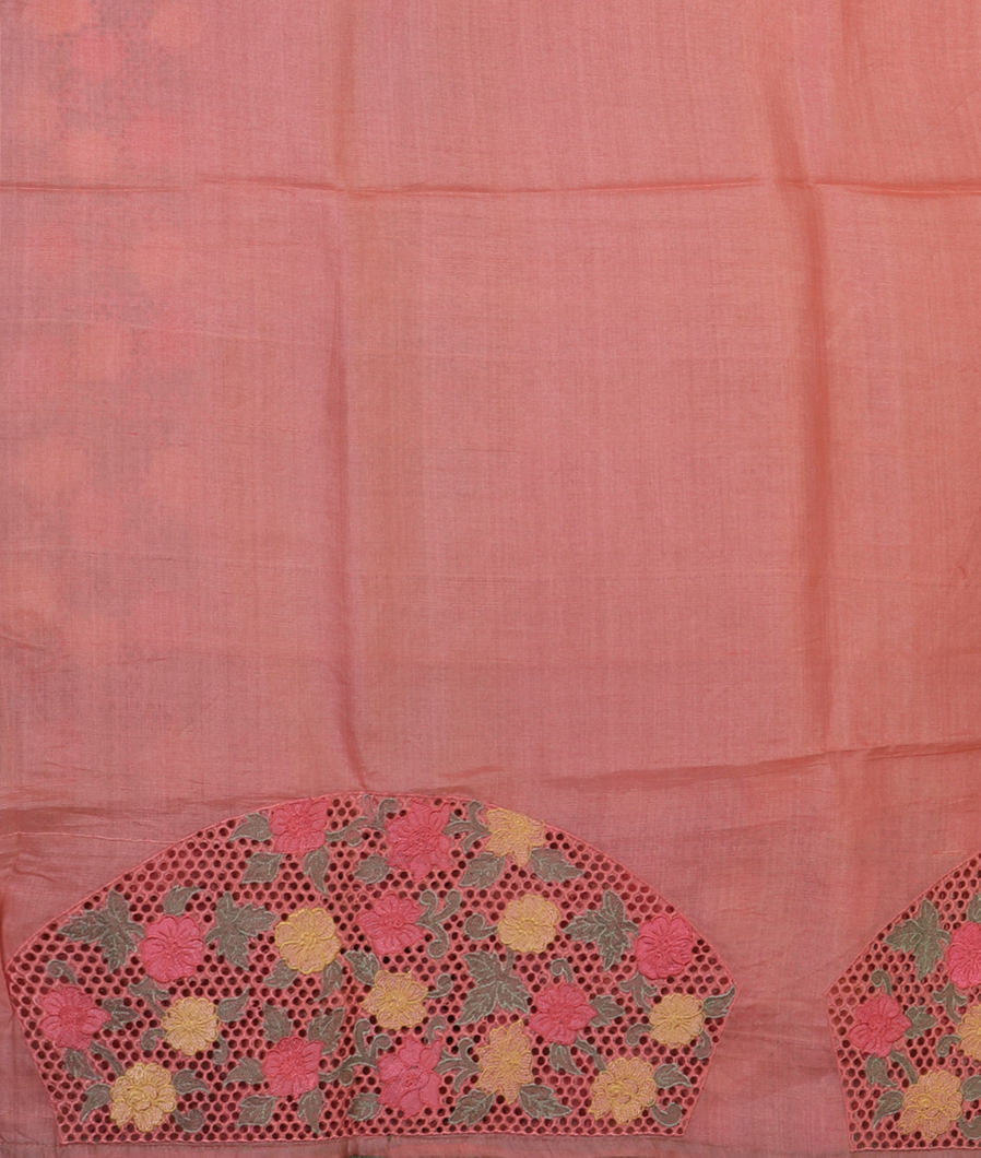 Pink Tussar Cutwork SareeT4145633