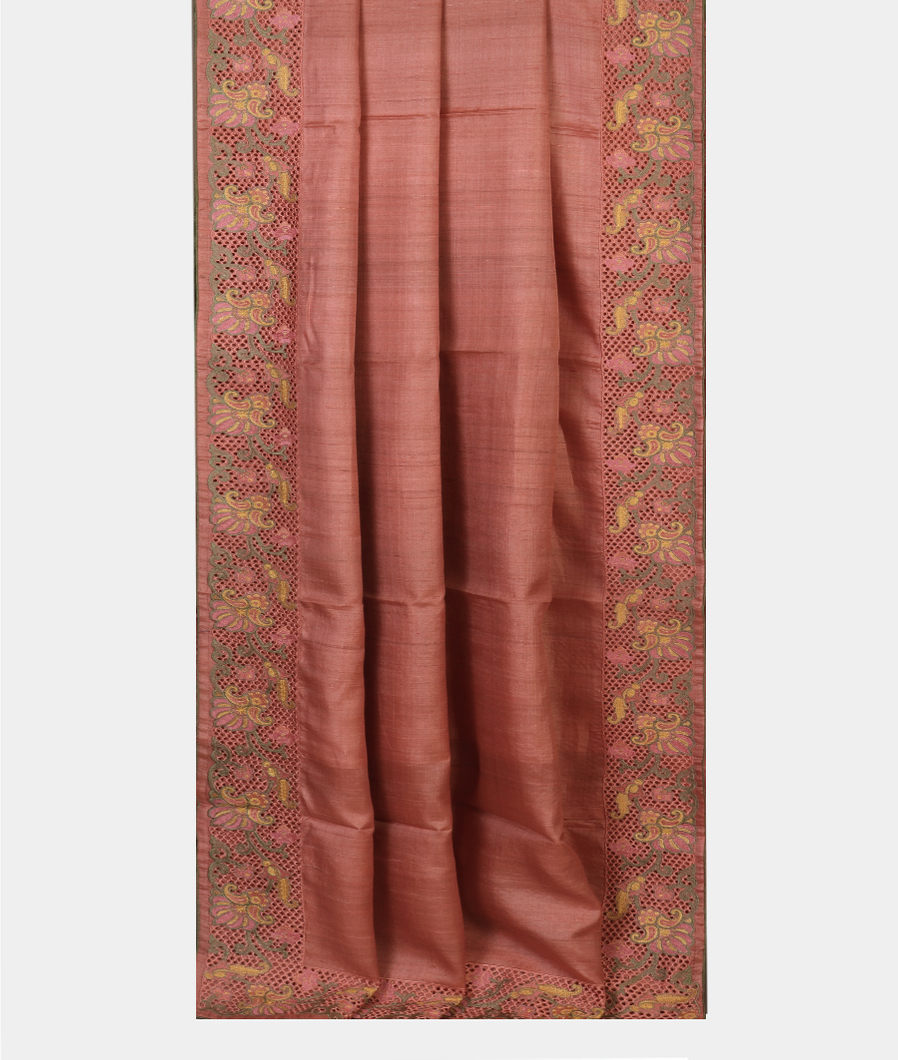 Pink Tussar Cutwork Saree T3182722