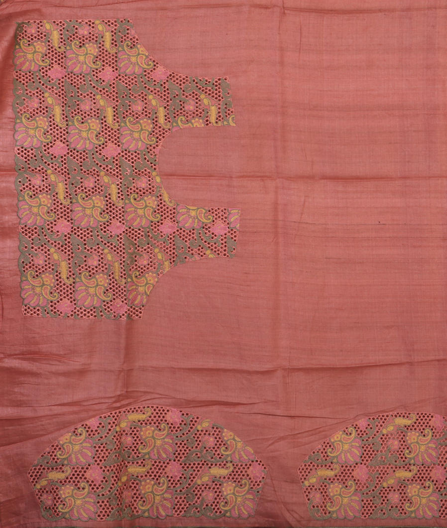 Pink Tussar Cutwork Saree T3182723