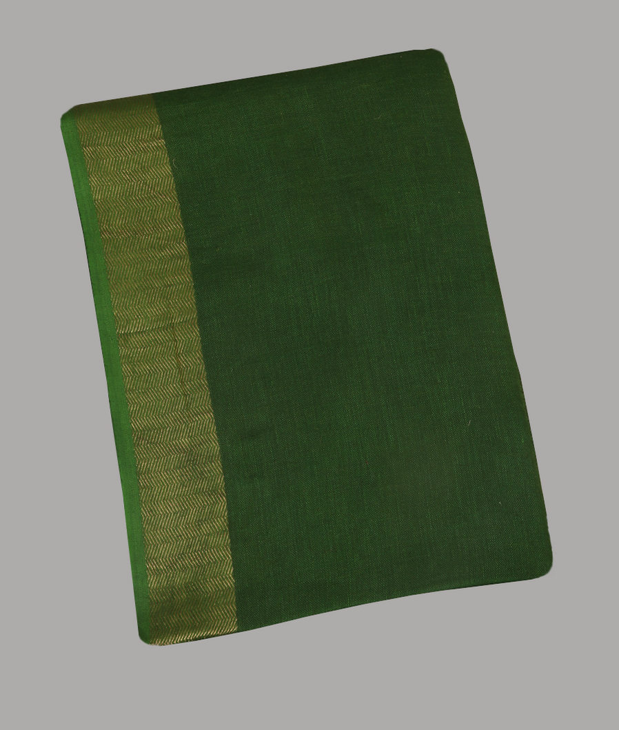 Green Handwoven Linen Saree T431318-image