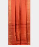 Dark Peach Handwoven Linen Saree T4313122