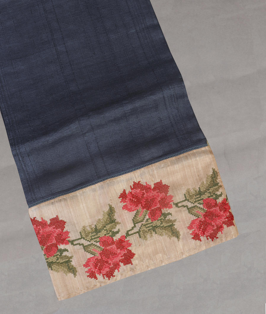 Blue Tussar Embroidery Saree T426012-image