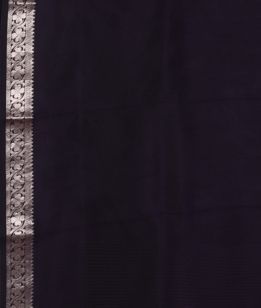 Midnight Blue Kora Organza Printed Saree T4376573