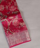 Reddish Pink Kora Organza Printed Saree T4304391