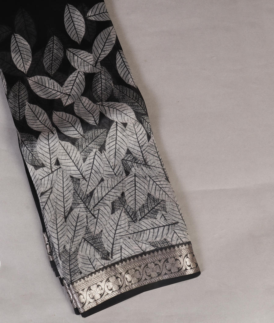 Black Kora Organza Printed Saree T437661-image