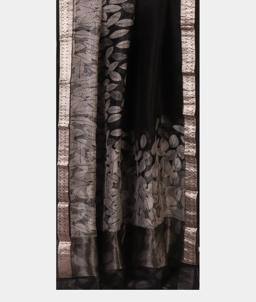 Black Kora Organza Printed Saree T4376612