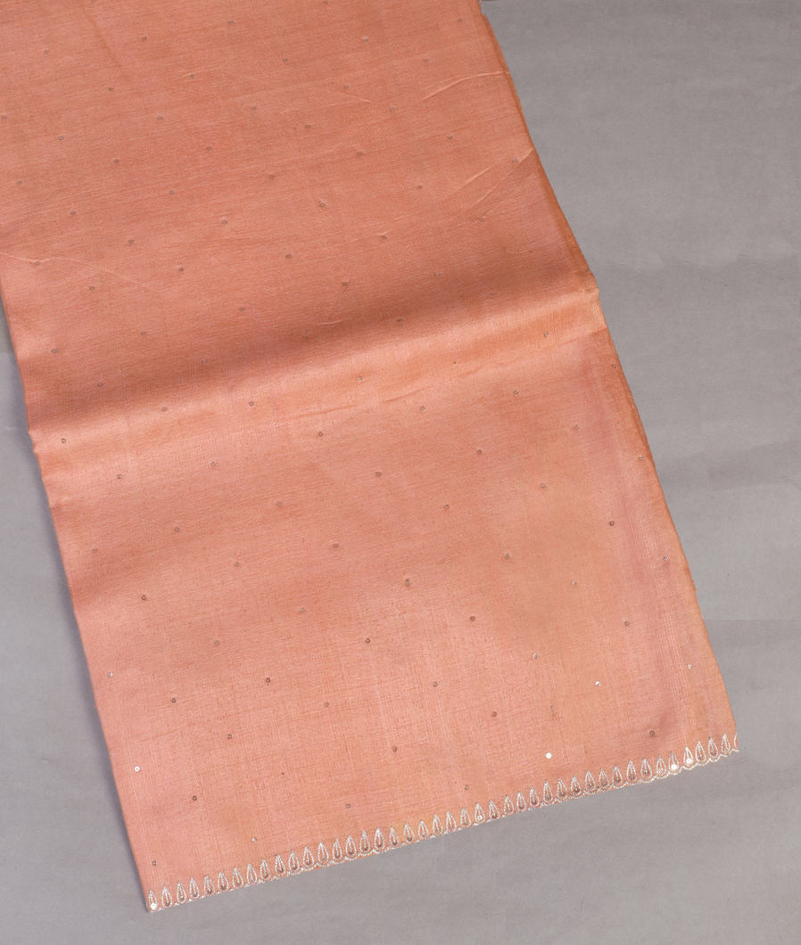 Peach Tussar Embroidery Saree T405685-image