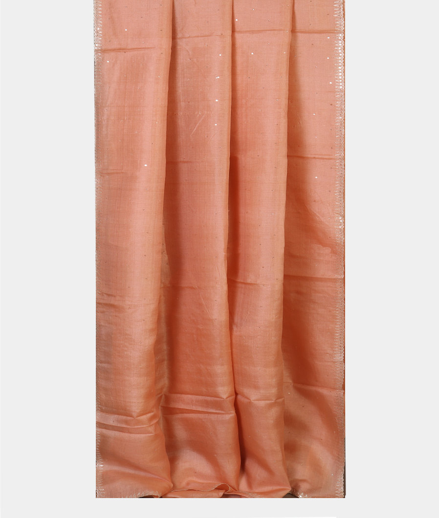 Peach Tussar Embroidery Saree T4056852