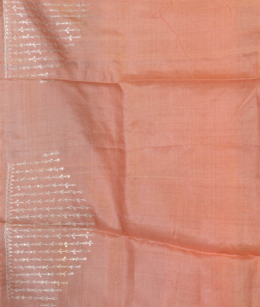 Peach Tussar Embroidery Saree T4056853