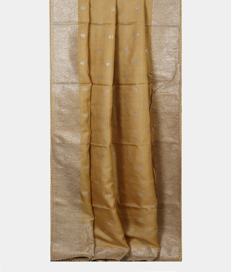 Yellow Tussar Embroidery Saree T4327542