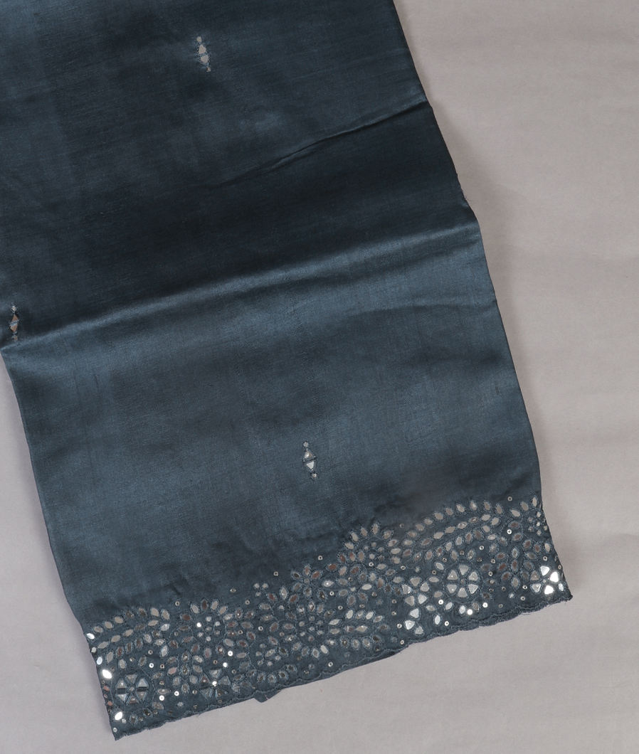 Blue Tussar Embroidery Saree T432991-image