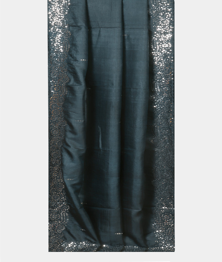 Blue Tussar Embroidery Saree T4329912