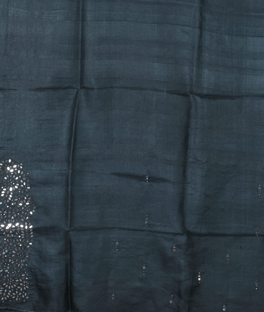 Blue Tussar Embroidery Saree T4329913