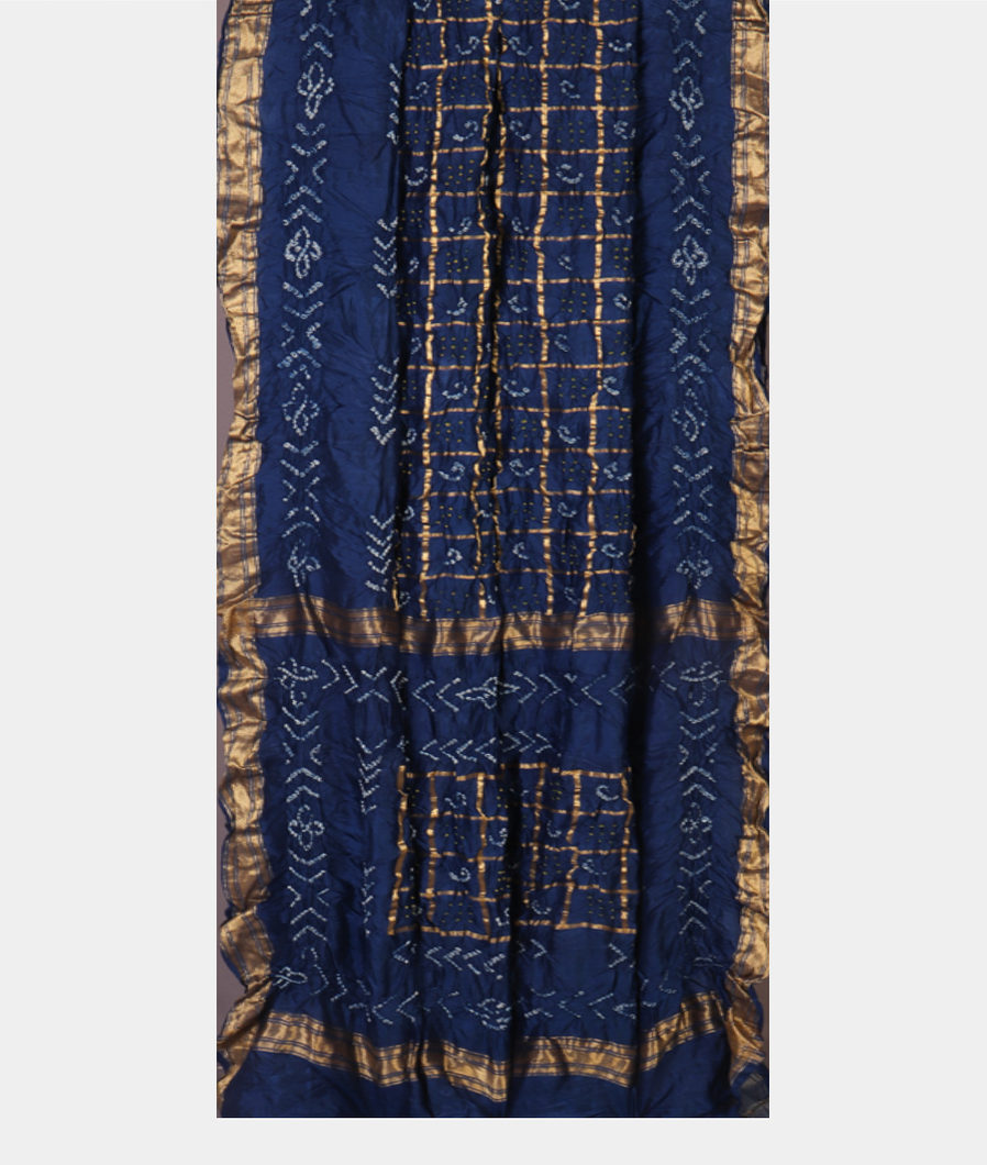 Blue Bandhani Gajji Silk Saree T4387242