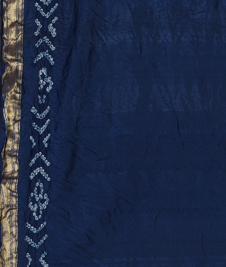 Blue Bandhani Gajji Silk Saree T4387243