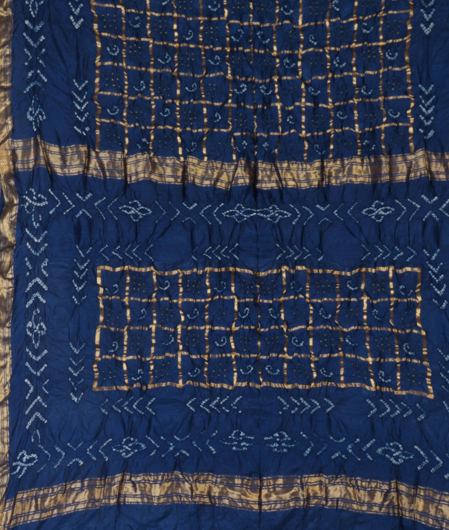 Blue Bandhani Gajji Silk Saree T4387244