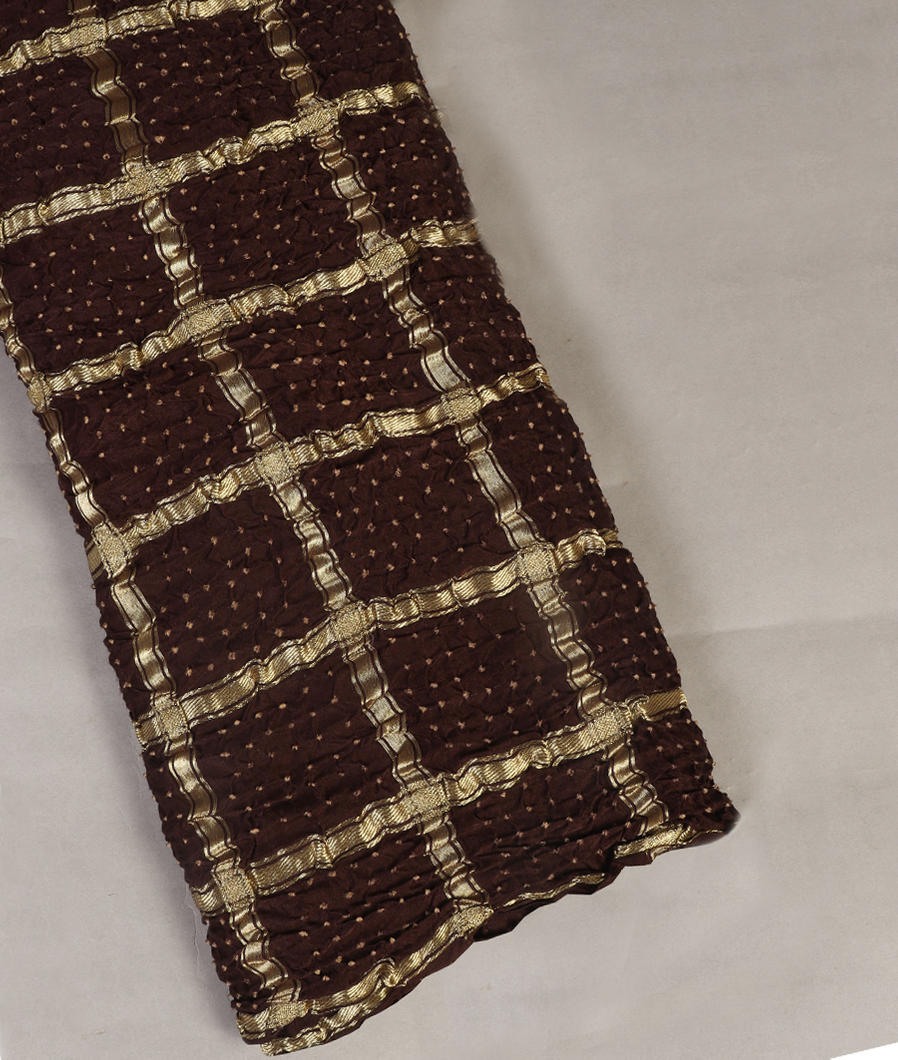 Deep Brown Bandhani Gajji Silk Saree T393682-image