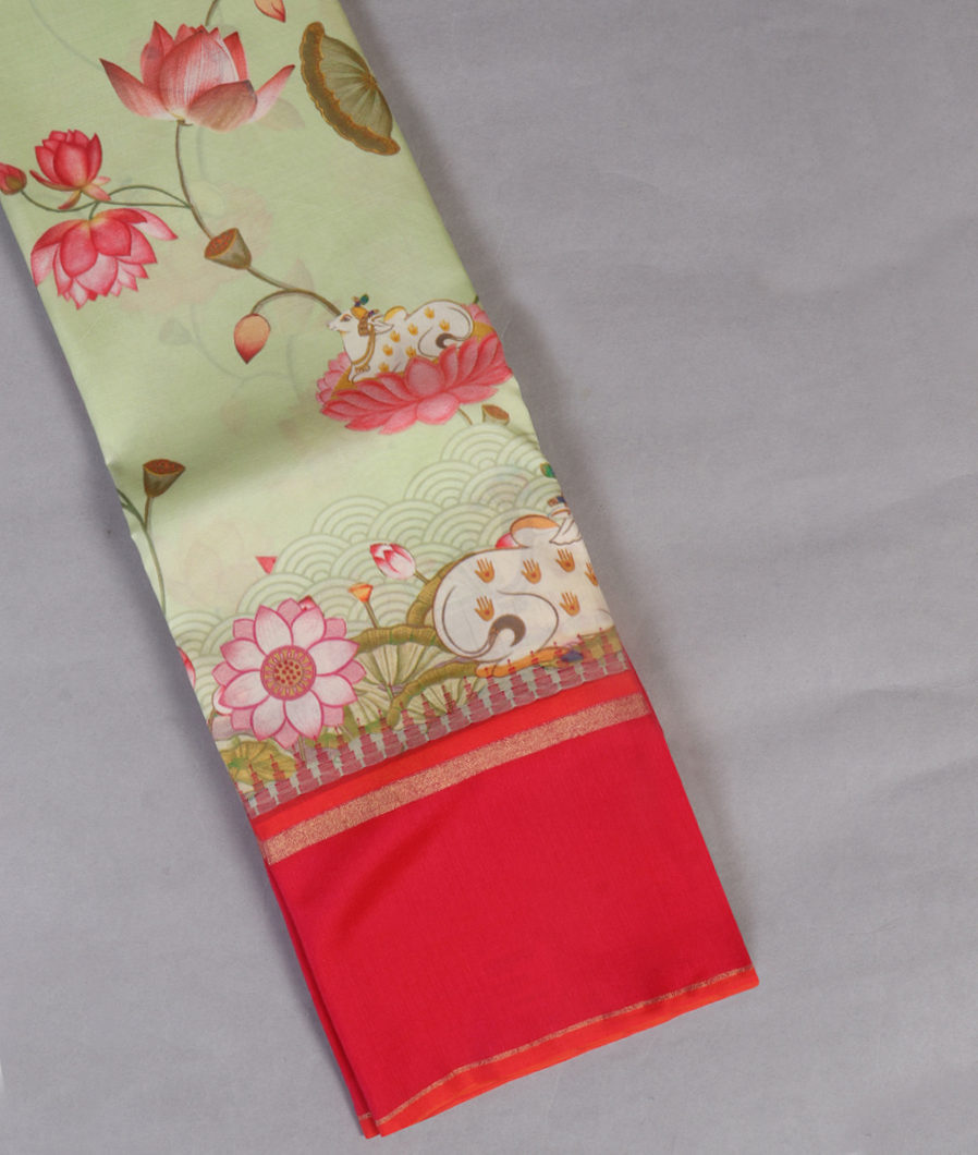 Green Printed Soft Silk Saree T443281-image