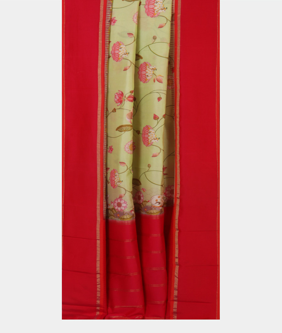 Green Printed Soft Silk Saree T4432812