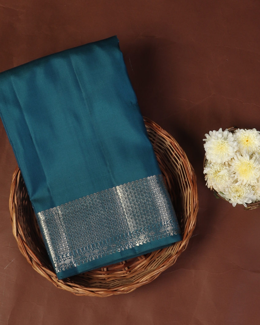 Peacock Blue Handwoven Kanjivaram Silk Saree T441862-image