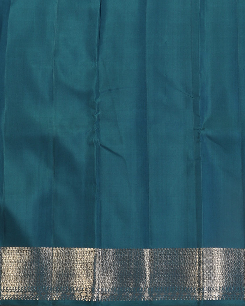 Peacock Blue Handwoven Kanjivaram Silk Saree T4418623