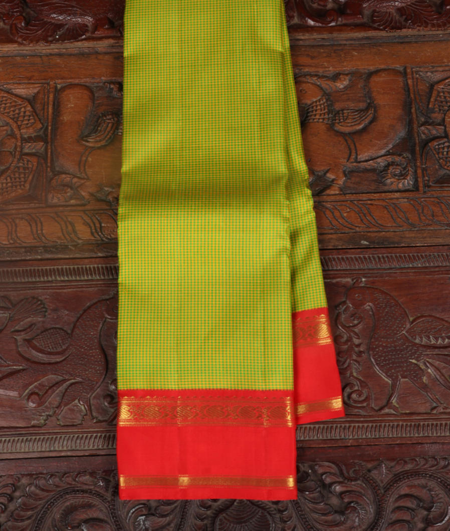 Green and Yellow Handwoven Kanjivaram Silk Saree T419520-image