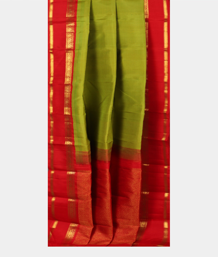 Green and Yellow Handwoven Kanjivaram Silk Saree T4195202