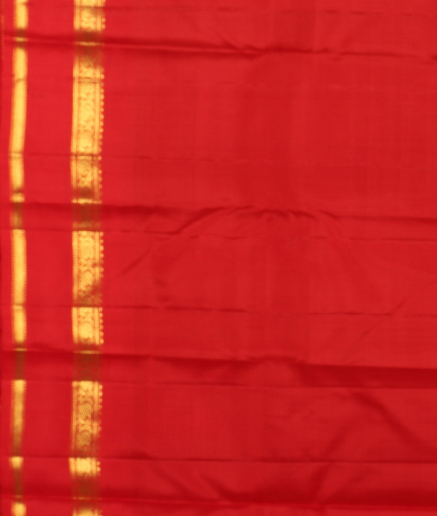 Green and Yellow Handwoven Kanjivaram Silk Saree T4195203