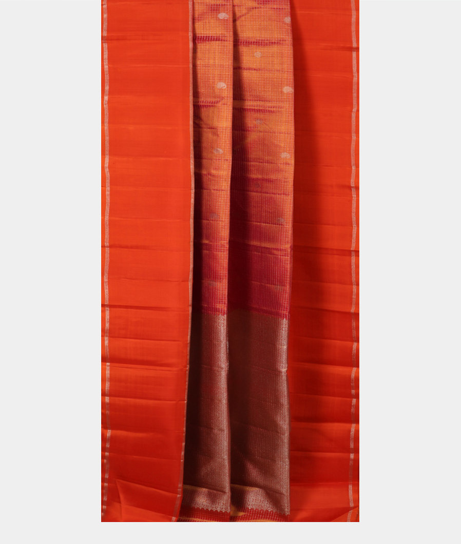 Orangish Pink Handwoven Kanjivaram Silk Saree T4266522
