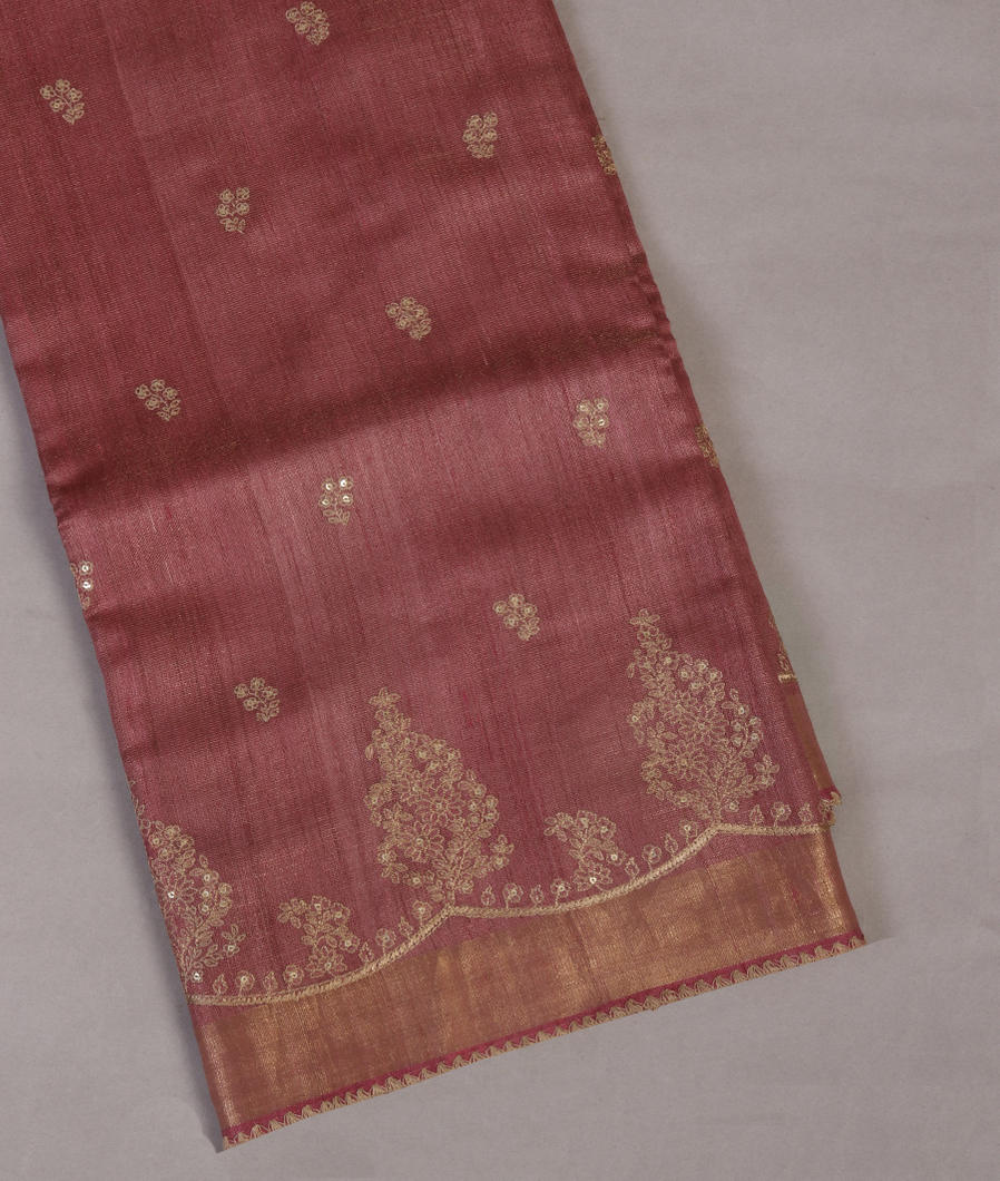 Pink Tissue Tussar Embroidery Saree T423001-image
