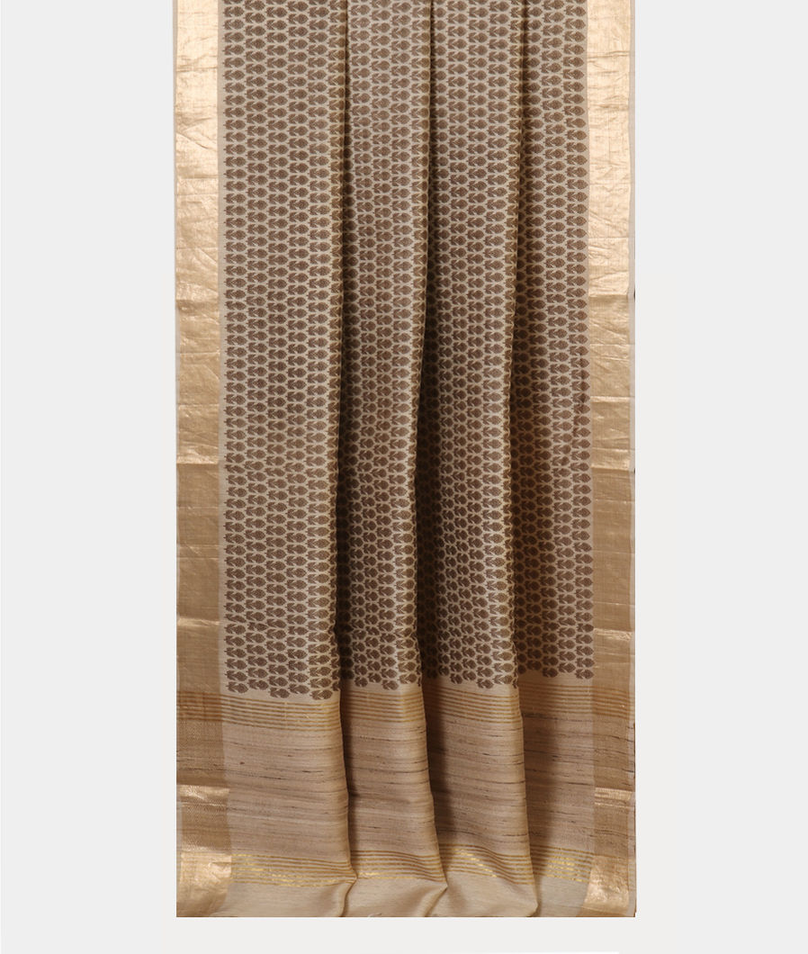 Cream Tussar Printed Saree T3967382