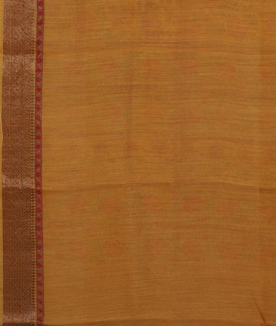 Yellow Tussar Printed Saree T4302743