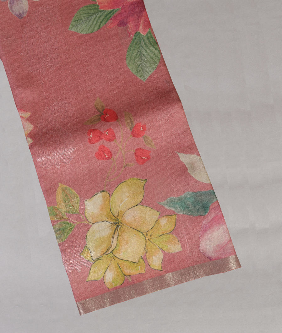 Pink Tussar Printed Saree T438907-image