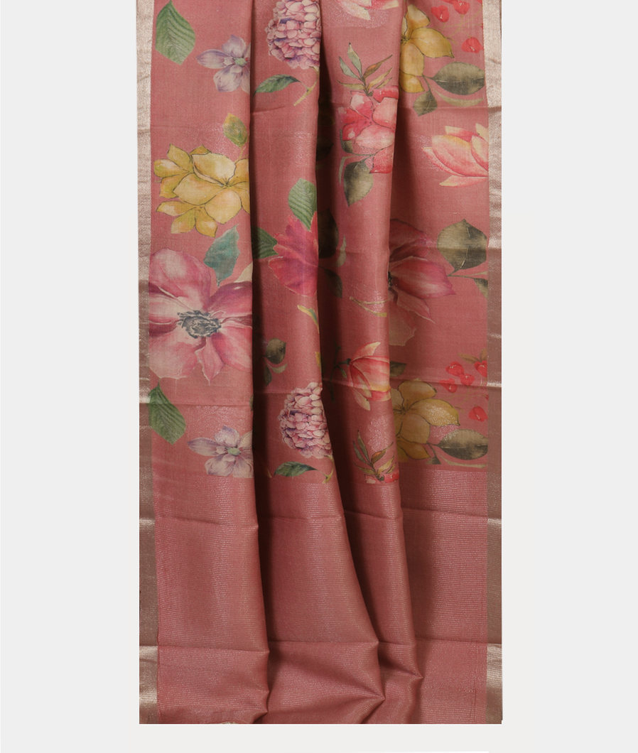 Pink Tussar Printed Saree T4389072