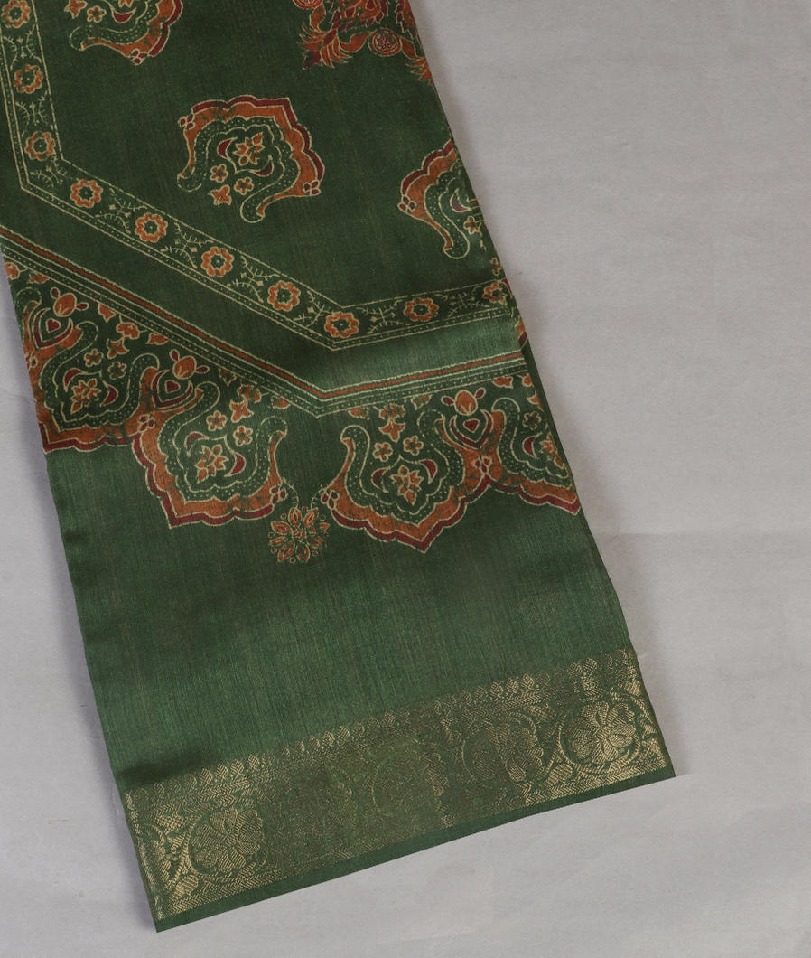 Green Tussar Printed Saree T298207-image