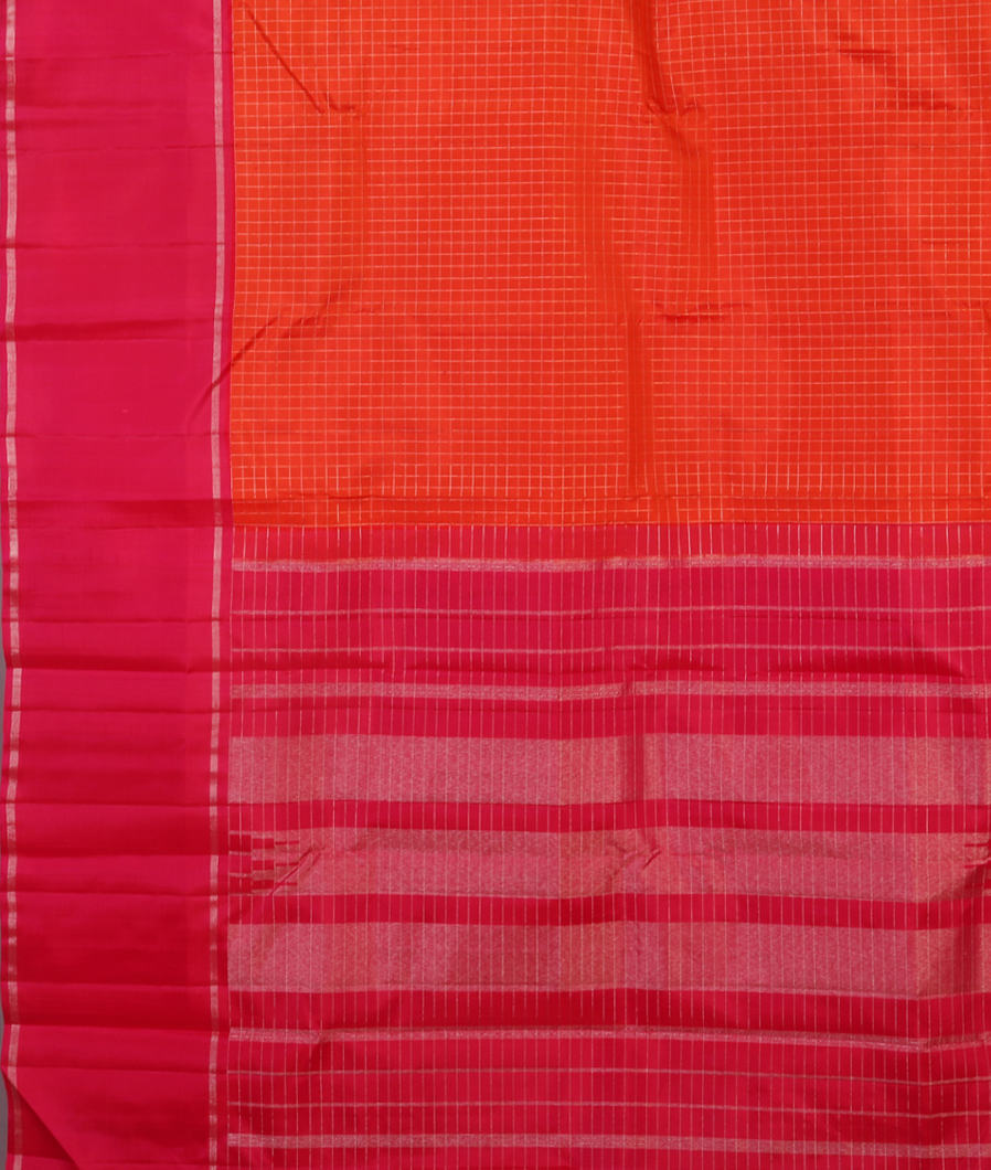 Orange Handwoven Kanjivaram Silk Saree T4375094