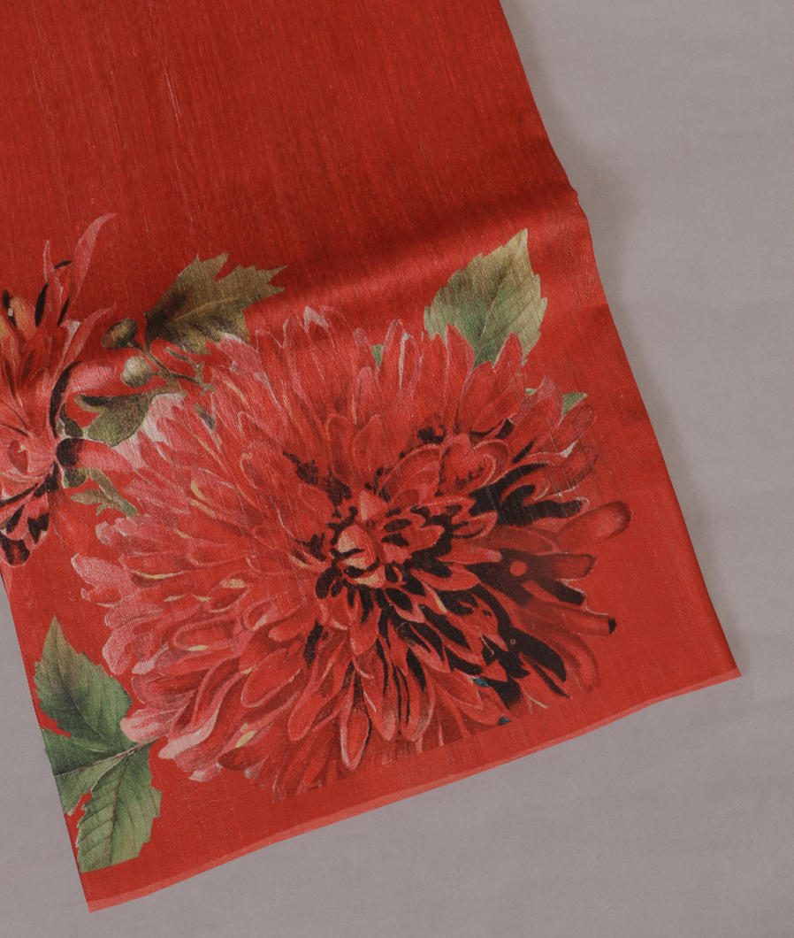 Red Tussar Printed Saree T443611-image