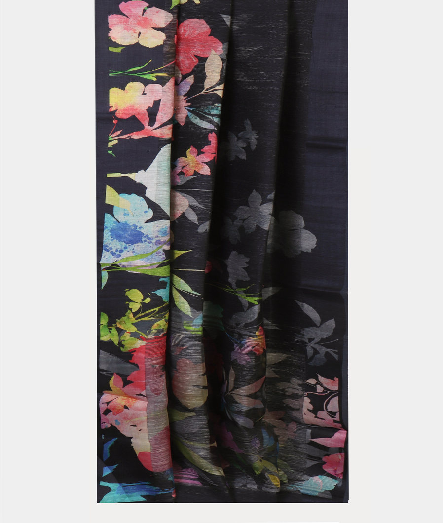 Midnight Blue Tussar Printed Saree T4435952