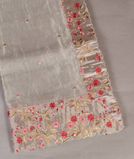 Silver Kora Tissue Organza Embroidery Saree T4326211