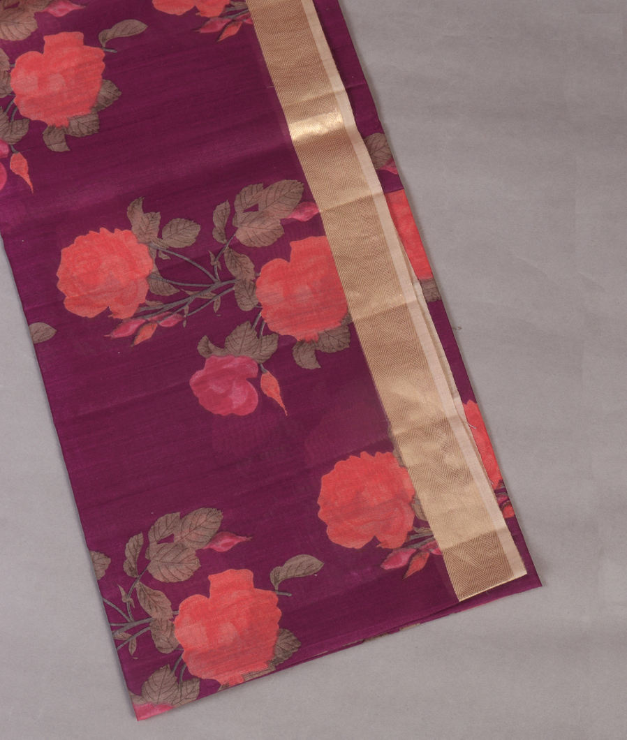 Purple Tussar Printed Saree T443095-image
