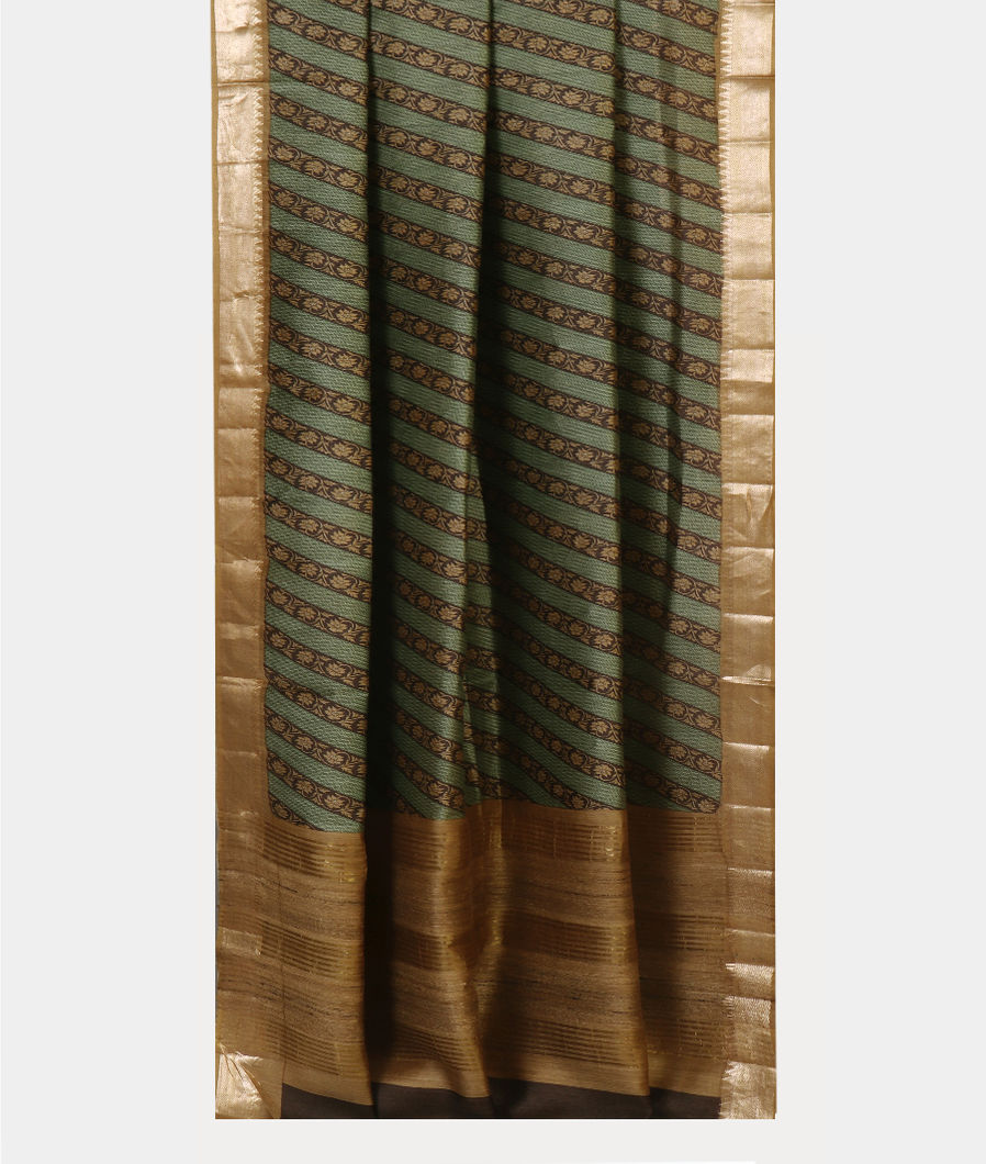 Green Tussar Printed Saree T4431062